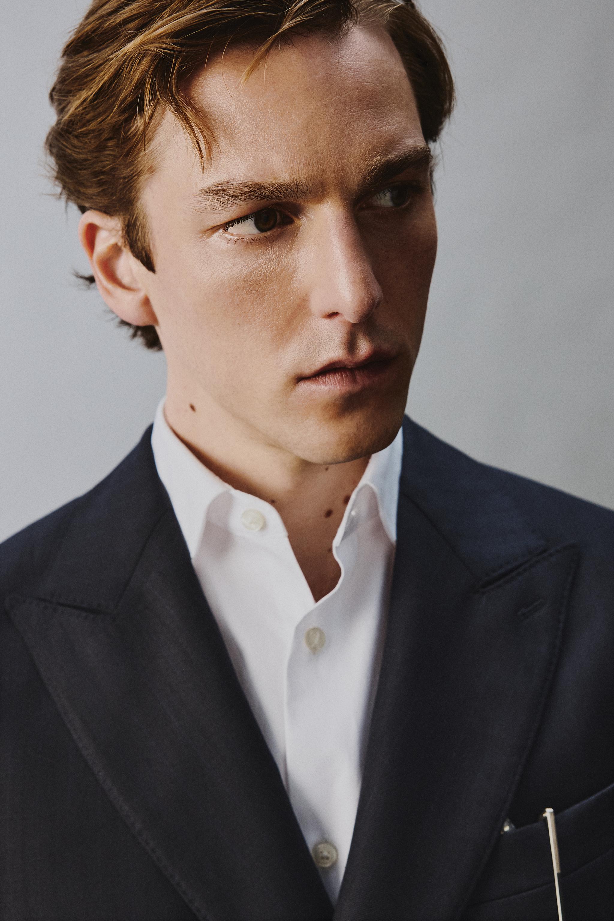 100% WOOL PINSTRIPE SUIT BLAZER
